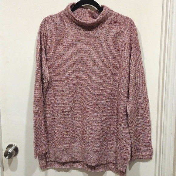 Old Navy Sweaters - Old Navy Women's Marled Red & White Mock Neck Tunic Sweater Sz XL-Cotton Blend